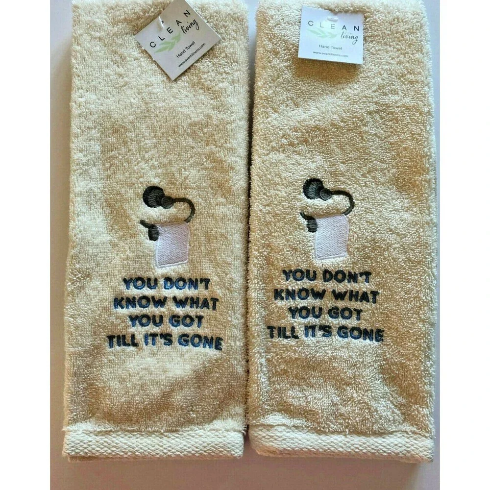 Avanti Hand Towels Don't Know What You've Got Ivory Embroidered Guest Set of 2